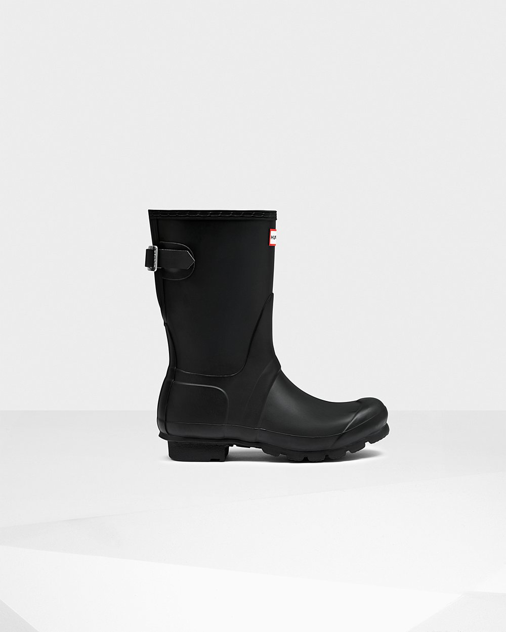 Womens Short Rain Boots - Hunter Original Back Adjustable (49AYZKIVJ) - Black